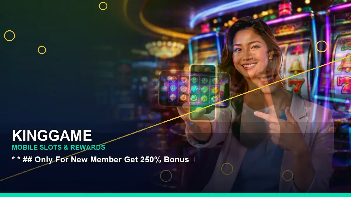 KINGGAME lucky reels online slot games featuring an adult Filipina casino host with a wide-action composition